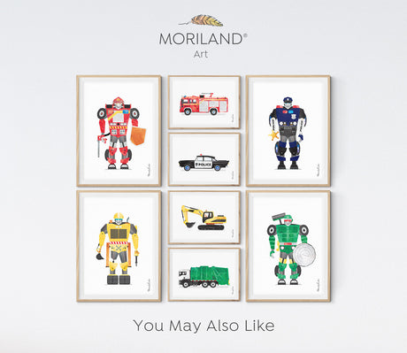 Frank the Firetruck Robot in Action - Printable Art