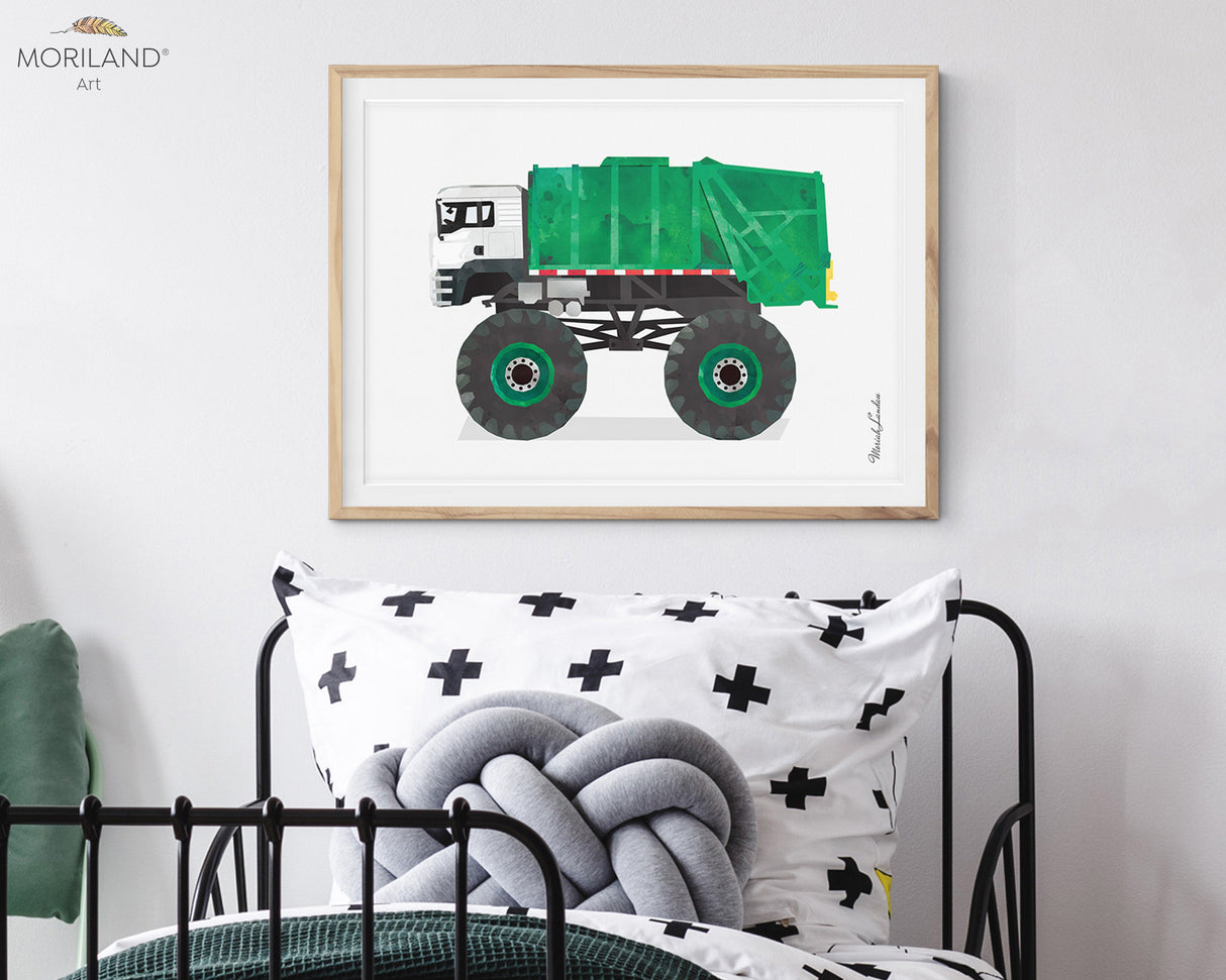 Garbage Truck Monster Truck Print - Printable Art