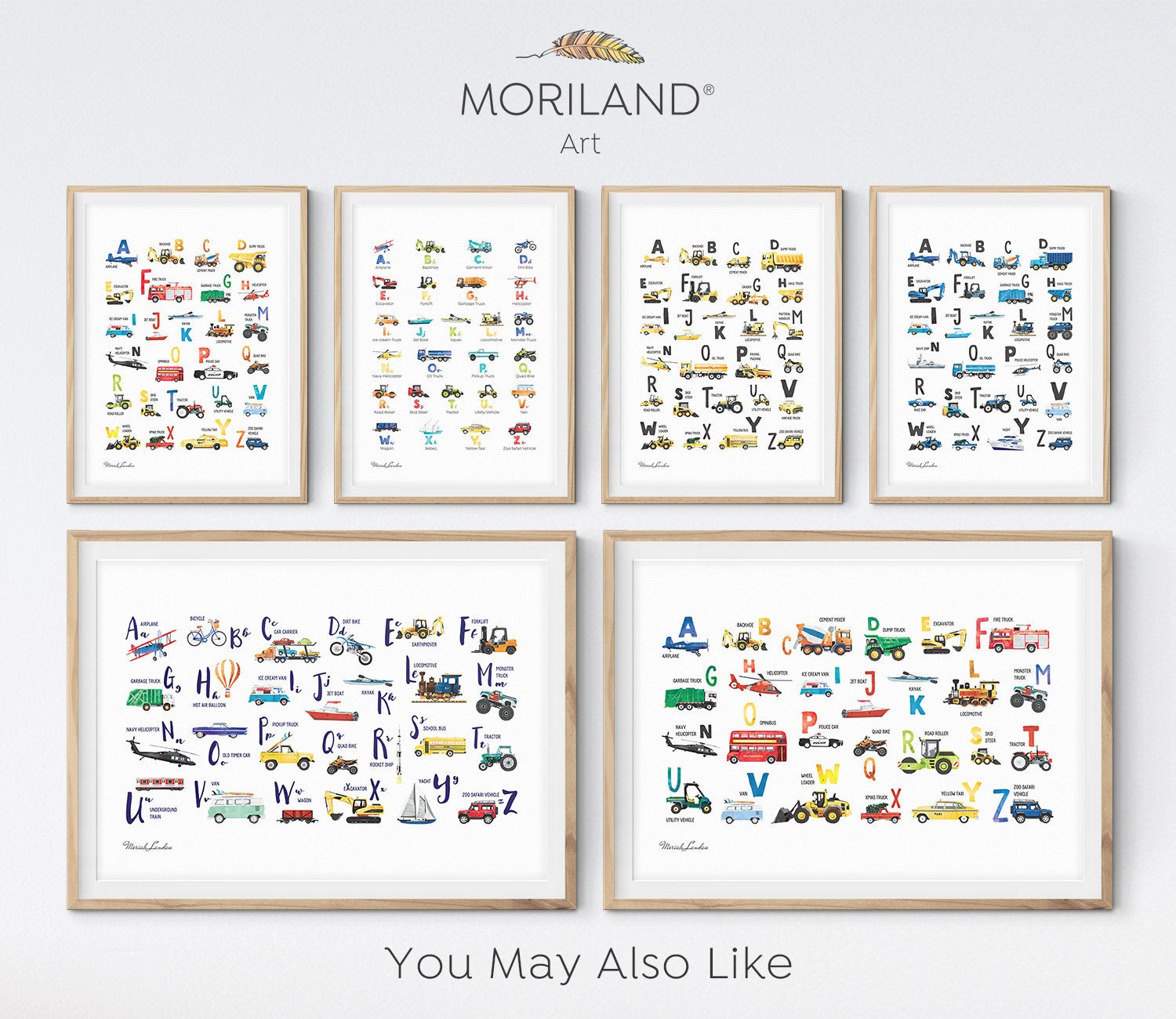 Transportation, Dinosaurs & Sports Alphabet Print, Vertical Alphabet Poster, Printable ABC Print, Nursery Wall Art, Boy Room Decor, MORILAND