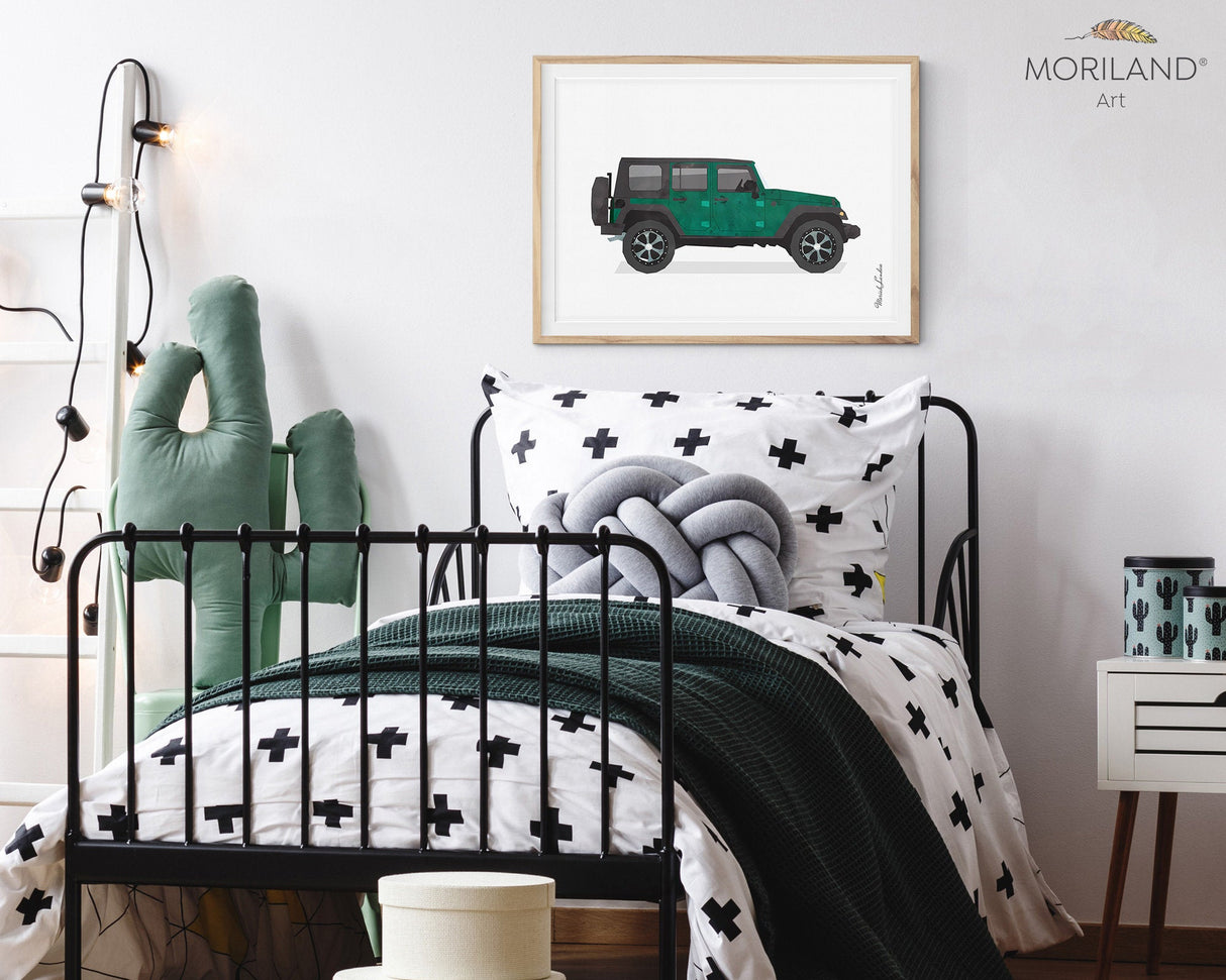 Classic Dark Green SUV Print - Printable Art