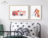 Frank the Firetruck Robot in Action - Printable Art