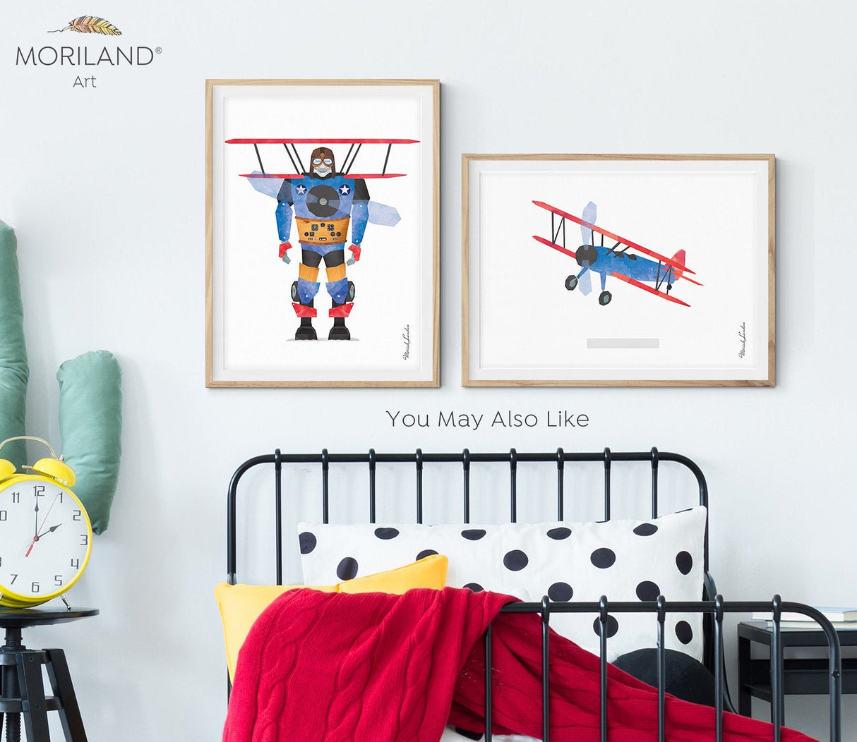 Blake the Vintage Biplane Robot Print - Printable Art