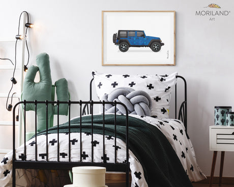 Classic Dark Blue SUV Print - Printable Art