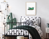 Green Steam Engine Print | Vertical - Printable Art