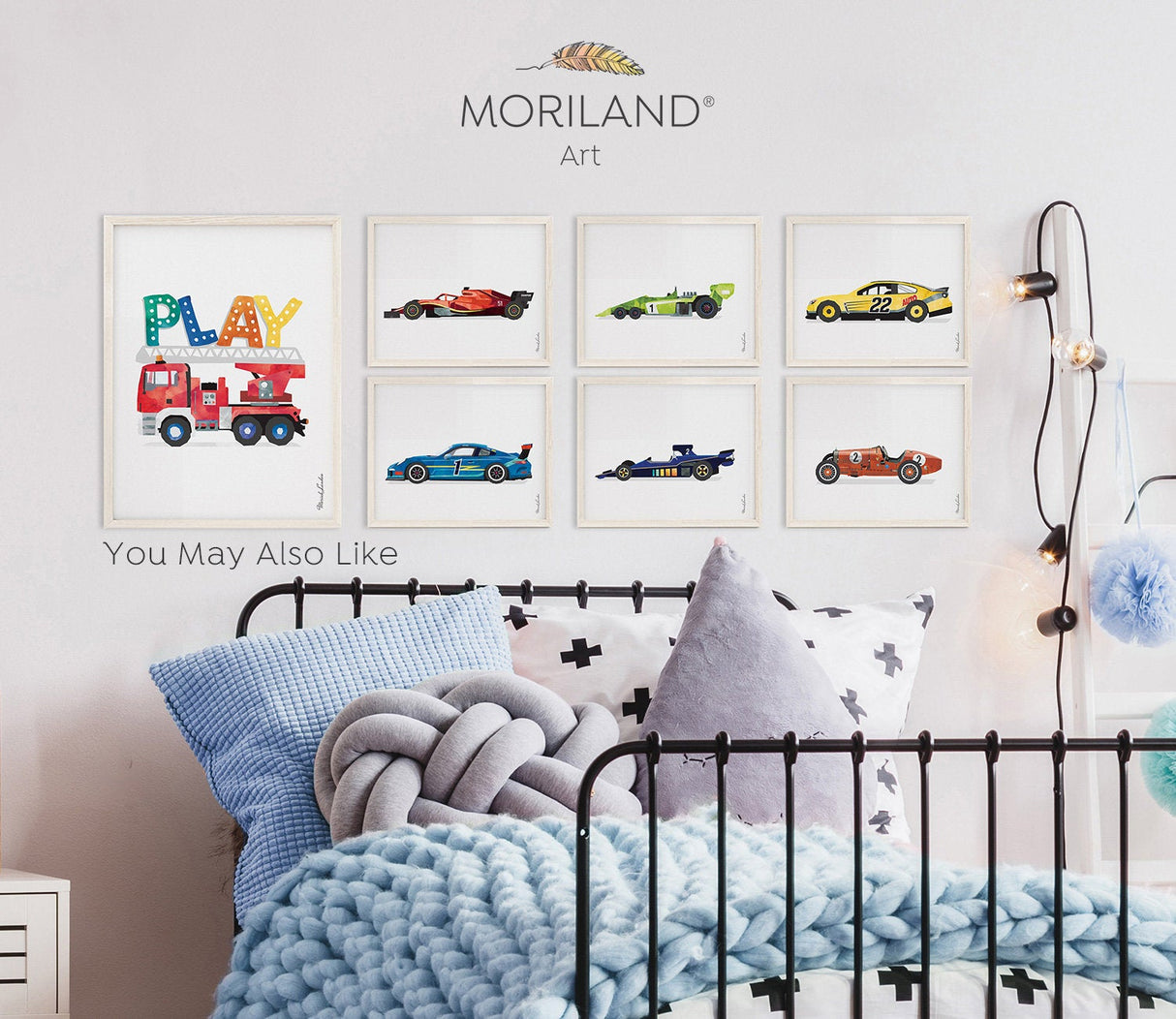 Blue Classic Road Racing Car Print - Printable Art