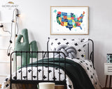 Multicolor US Map Print - Printable Art