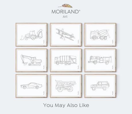 One Line Art Drawing Print, Train Art, Locomotive Print, Boy Bedroom Print, Transportation Decor, Printable, Minimalist Nursery Art