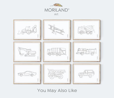 One Line Art Drawing Print, School Bus Print, Boy Bedroom Print, Transportation Decor, Line Print, Printable, Boy Nursery Art, MORILAND
