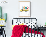 READ Print with School Bus - Printable Art