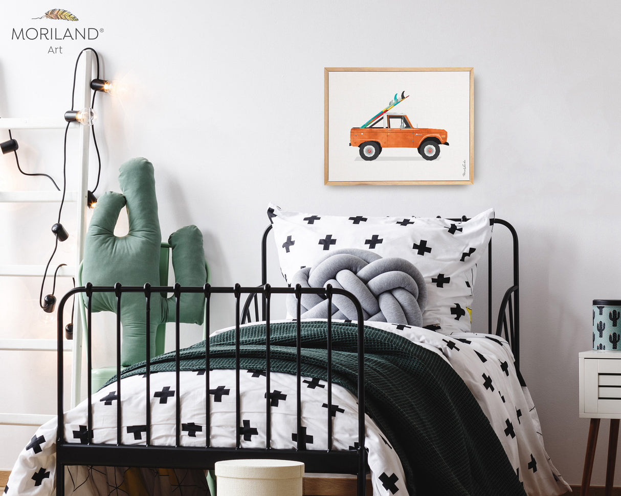 Car Print, Vintage Car Print, Bedroom Wall Art, Surfboard Wall Art, Surf Art, Transportation Decor, Classic Car Wall Art, Car Printable