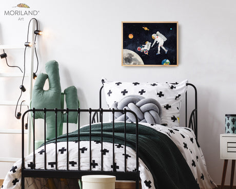 Riding in Space Print, Outer Space Art, Astronaut Wall Art, Space Bedroom Decor, Space Nursery Art, Printable Space Poster, Planet Print