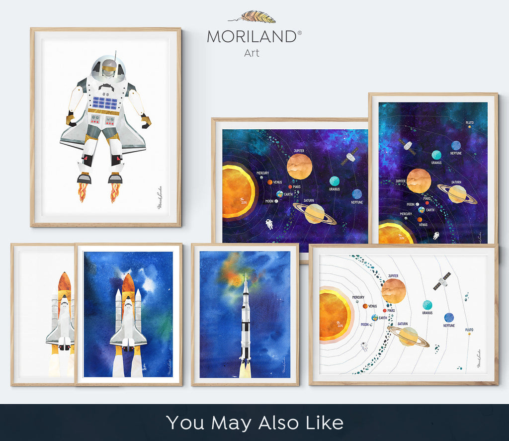 Surfing in Space Print, Vertical Outer Space Art, Printable Astronaut Wall Decor, Space Bedroom, Space Nursery Art, Galaxy Poster, MORILAND