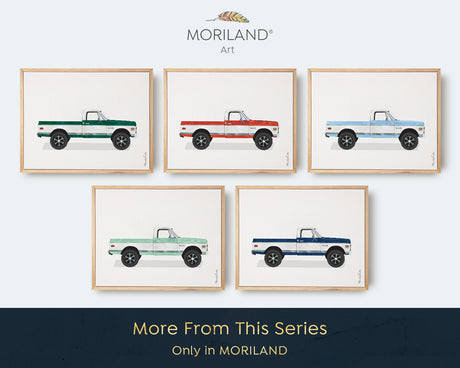 Pickup Truck Print, Baby Blue Truck Wall Art, Classic Car Print, Truck Print, Vehicle Print, Farmhouse Printable, Transportation Decor