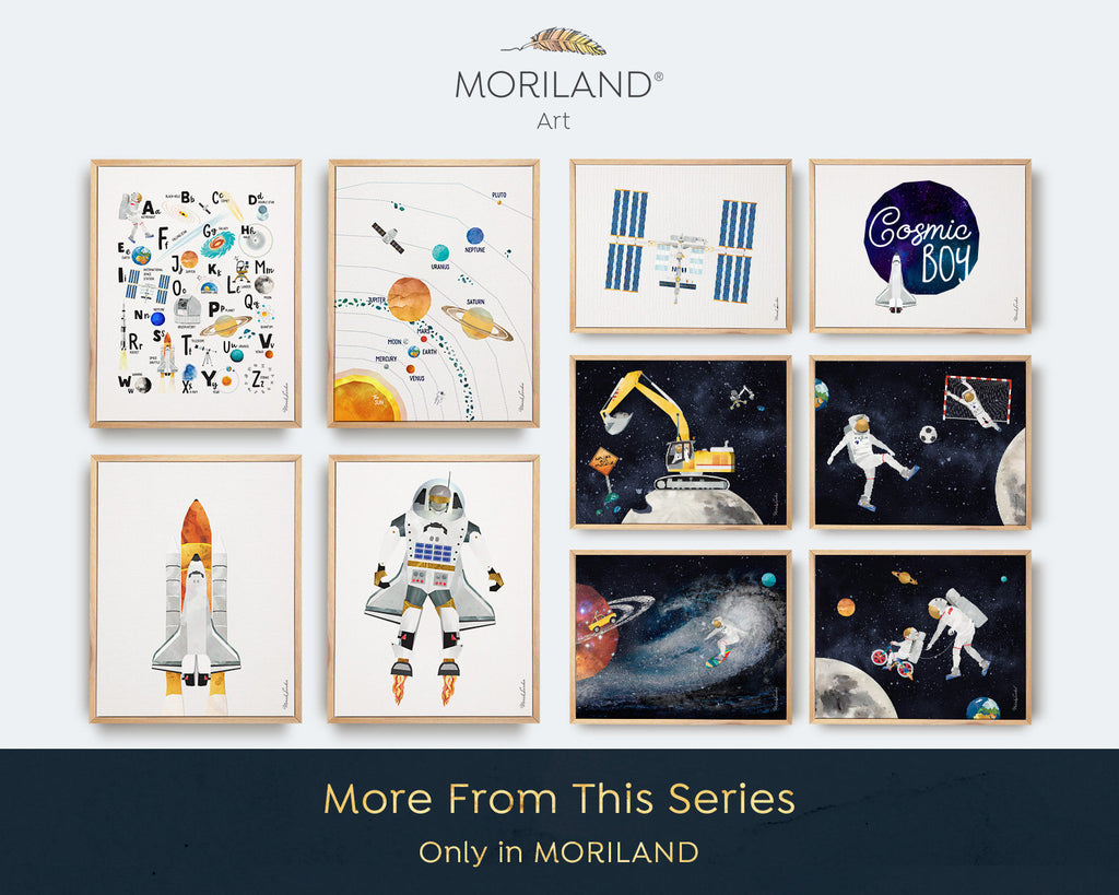 International Space Station Print, Space Art, Outer Space Poster, Space Bedroom, Toddler Art, Two the Moon Party Decoration, MORILAND Art