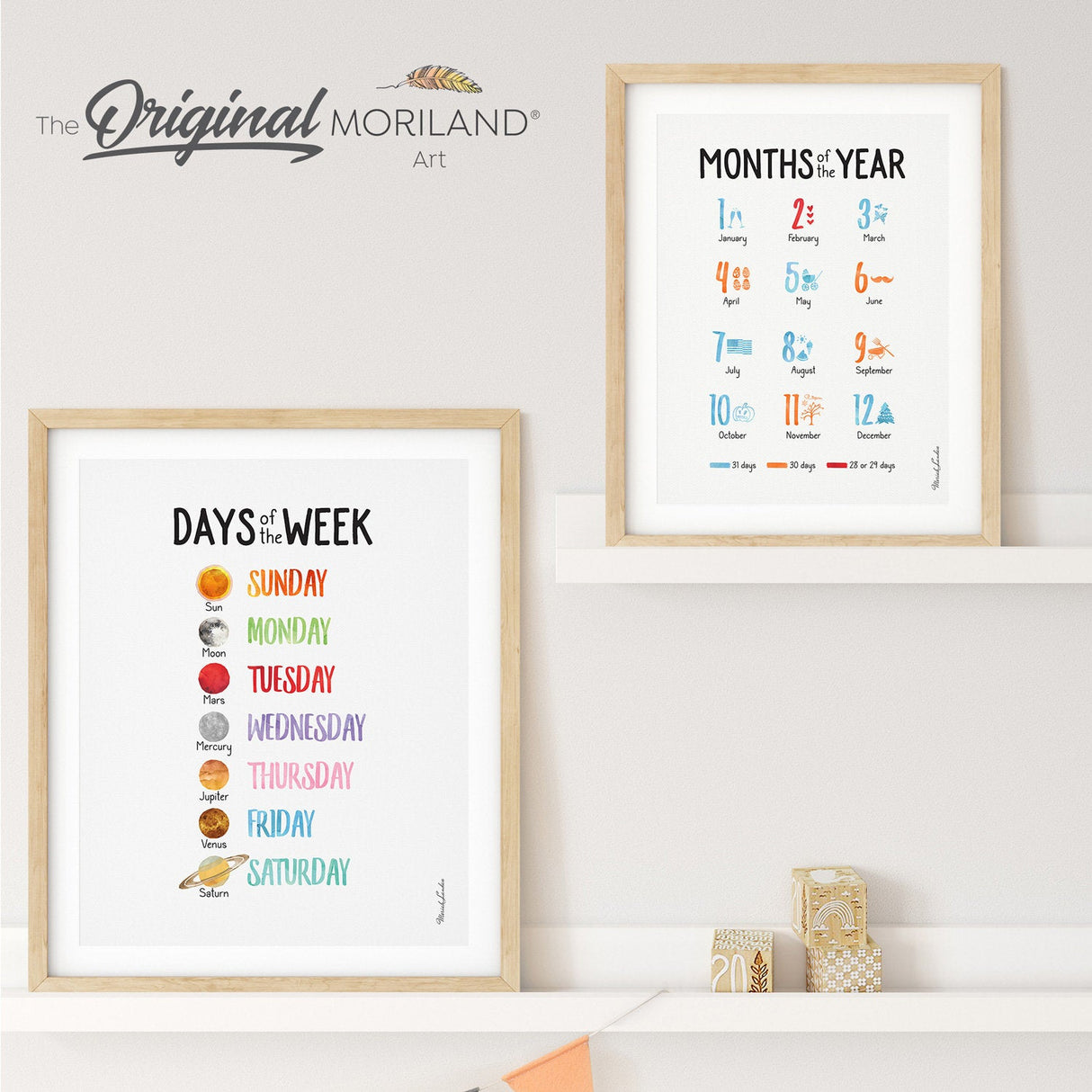 Educational Prints, Set of 6 Printable Learning Posters, Kids Wall Art, Classroom Decor, Homeschool Decor, Preschool Poster, Playroom Art