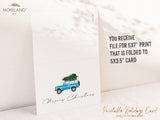 Printable Christmas Card of a Classic SUV with Christmas Tree | by MORILAND