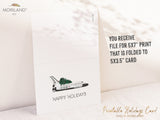 Printable Happy Holidays Card of Space Shuttle with Christmas Tree | by MORILAND