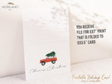 Printable Christmas Card of a Classic Christmas SUV with Christmas Tree | by MORILAND