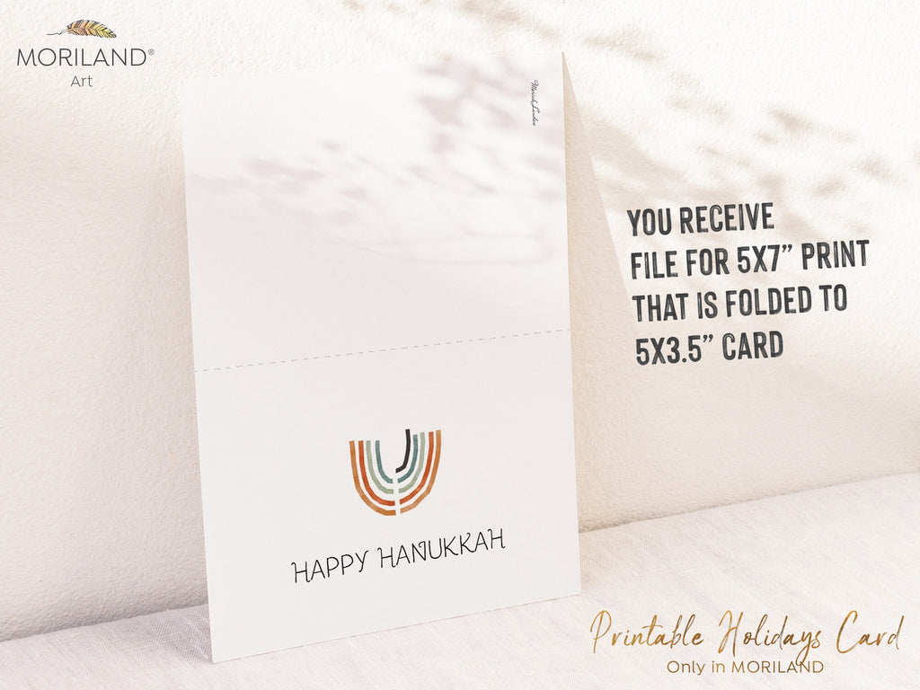 Printable Happy Hanukkah Card with Menorah Artwork | by MORILAND