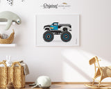 Monster Truck Print, Pickup Monster Truck Art, Transportation Art, Boys Nursery Decor, Truck Prints, Truck Birthday, Automobile Printable