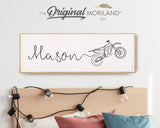 Custom Name One Line Drawing - Printable Custom Name with Dirt Bike, Personalized Christmas Gifts for Kids, Above Bed-Wall Decor, MORILAND