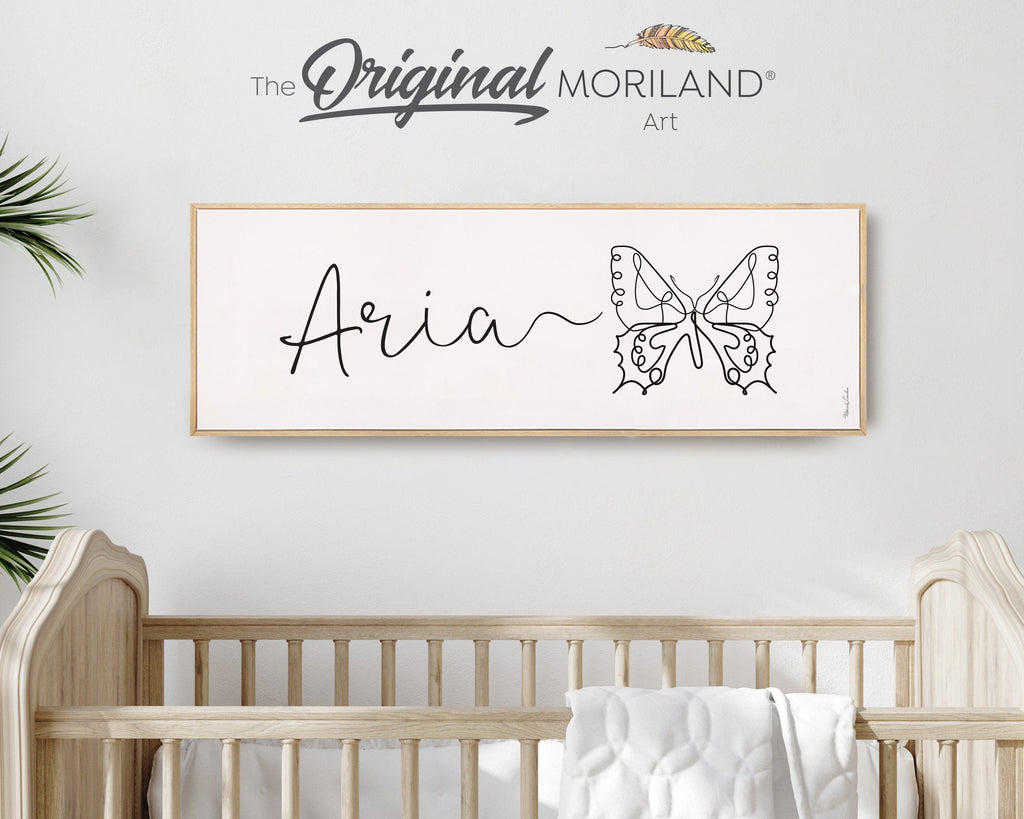 Custom Name One Line Drawing - Printable Custom Name with Butterfly, Personalized Print for Girls, Above Bed-Wall Decor, MORILAND