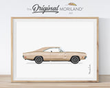 Beige Classic Car Print, Car Print, Transportation Wall Art, Car Printable, Muscle Car, Boy Bedroom Decor, Vehicle Art, Vintage Car Print