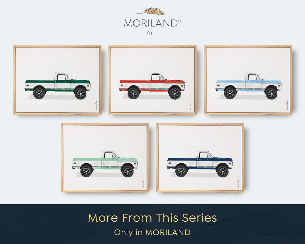 Truck Print, Pickup Truck Wall Art, Vintage Car Print, Truck Art, Boy Nursery Decor, Car Watercolor, Transportation Decor, MORILAND®