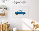 Old Truck with Surfboard Print, Vintage Car Printable, Surf Art, Transportation Decor, Classic Car Wall Art, Coastal Poster, MORILAND®