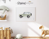 Sage Green Classic Car Print, Printable Wall Art, Transportation Wall Art, Girl Room Poster, Nursery Watercolor Decor, Car Print, MORILAND®