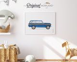 Blue Station Wagon Woodie Print, SUV Print, Vinatge Car Wall Decor, Vehicle Wall Art, Boy Room Decor, Transportation Printable, MORILAND®