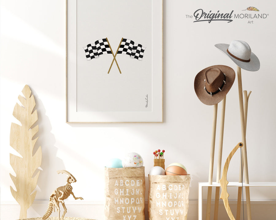 Racing Checkered Flags Printable Vertical Printable Art MORILAND