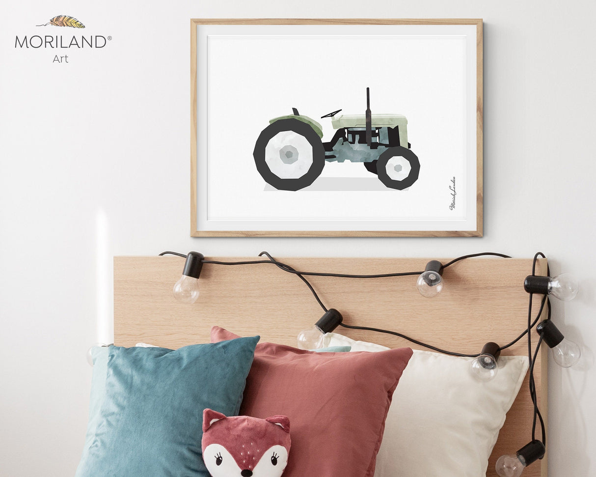 Sage Green Tractor Print, Tractor Nursery, Tractor Printable, Transportation Decor, Boys Room Vehicle Decor, Tractor Decor, Farm Theme