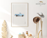 Baby Blue Old Farm Truck Print | Vertical, Pickup Truck Wall Art, Boy Nursery Decor, Car Printable Poster, Transportation Art, MORILAND®