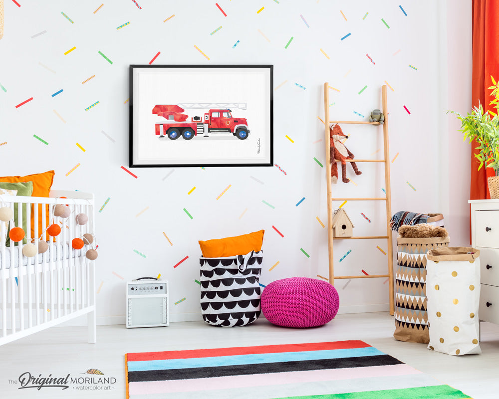 Fire Engine wall art print poster for big boy room decor