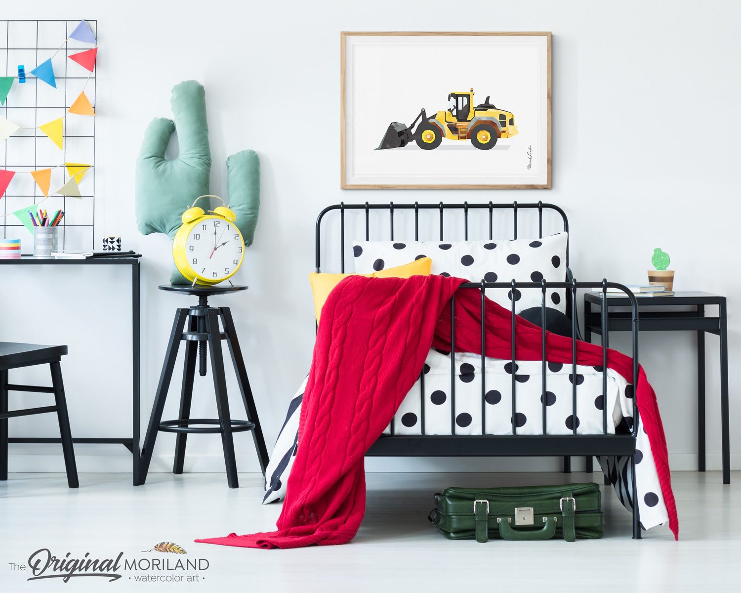 Wheel Loader wall art Print watercolor for boy room and decor