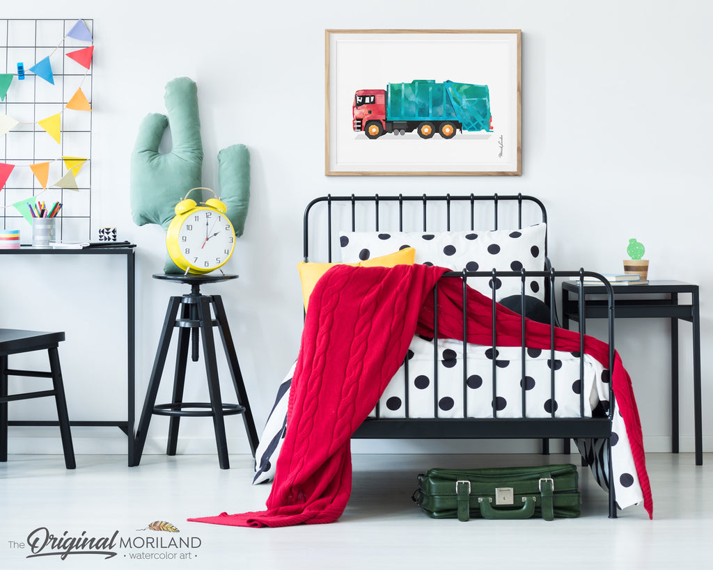 Garbage Truck Wall art Decor for boy room and nursery decor