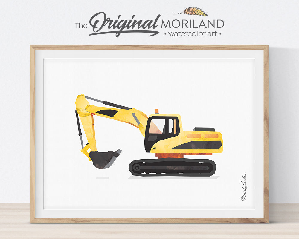 Excavator, Construction, Vehicle, Truck, Print, Wall Art, Toddler, Decor, Printable
