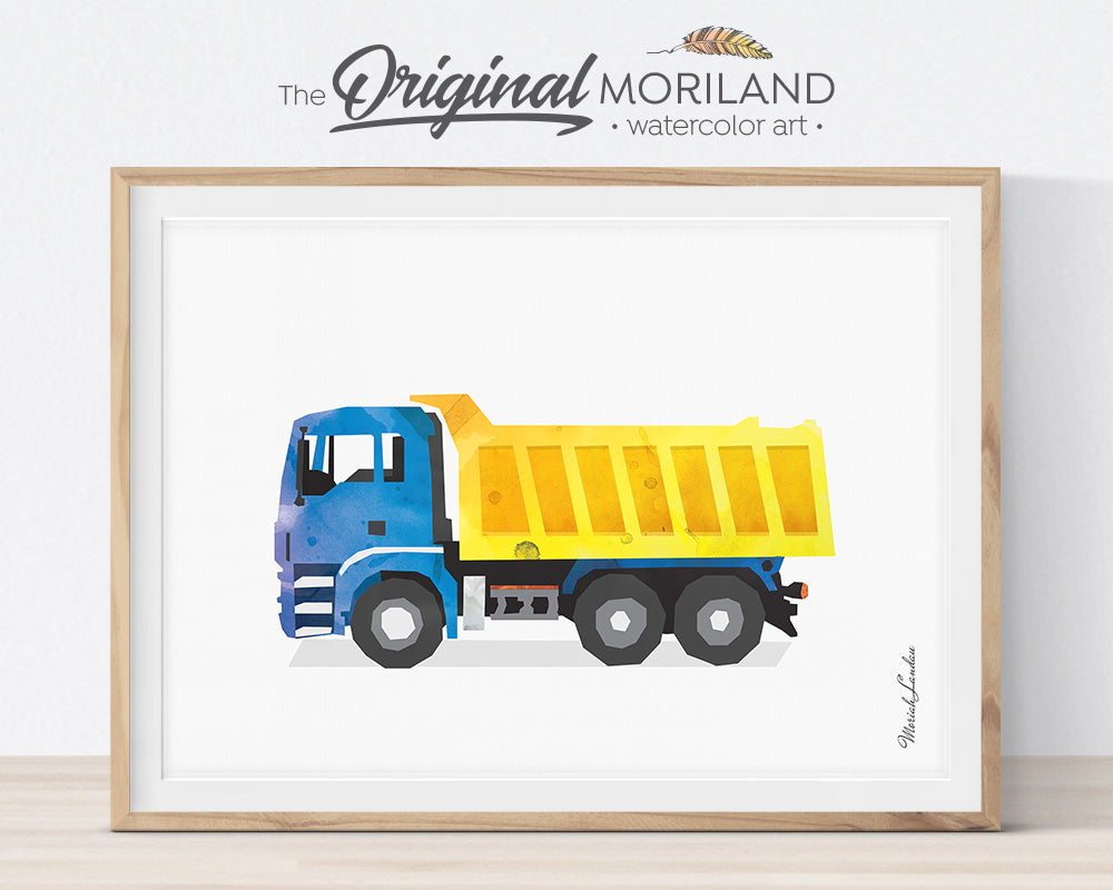 Firetruck Print, Printable, Cement Mixer Wall Art, Dump Truck Decor, Digger Art, Biplane Print, Garbage Truck Wall Decor, Watercolor