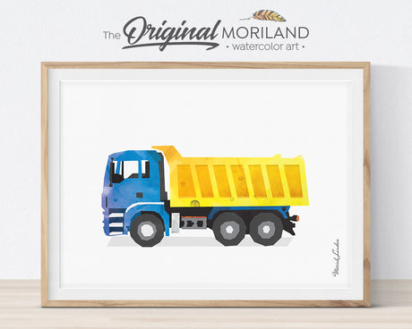 Firetruck Print, Printable, Cement Mixer Wall Art, Dump Truck Decor, Digger Art, Biplane Print, Garbage Truck Wall Decor, Watercolor