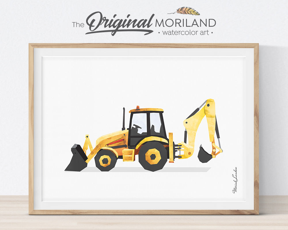 Backhoe, Construction, Vehicle, Truck, Print, Wall Art, Toddler, Decor, Printable