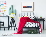 Train wall art print for boy room and nursery decor, watercolor