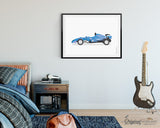 Blue formula 1 Race Car Wall Art for Big Bog Room Decor