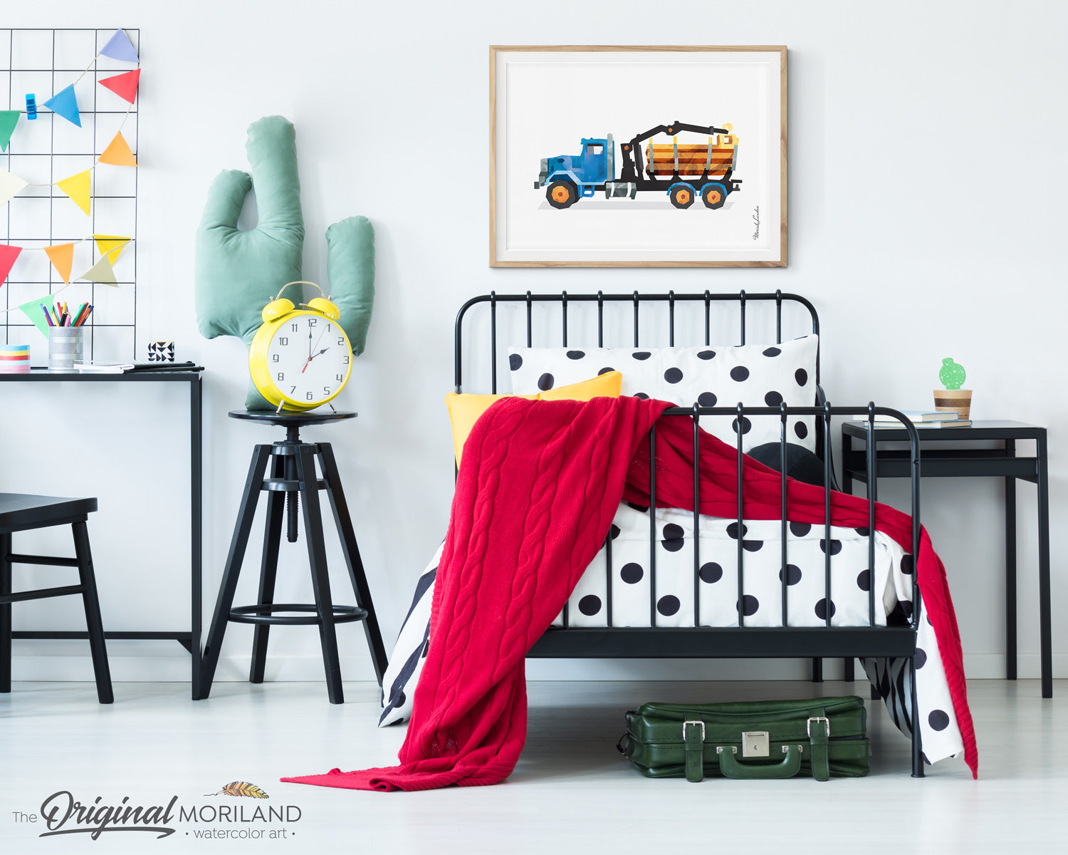 Timber Truck Wall Art print for boy bedroom decor