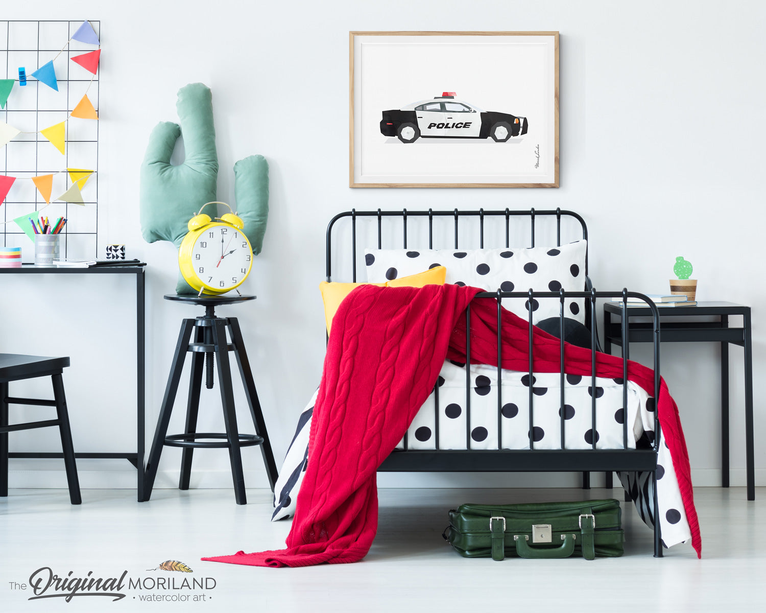 Police car wall art print for boy bedroom decor