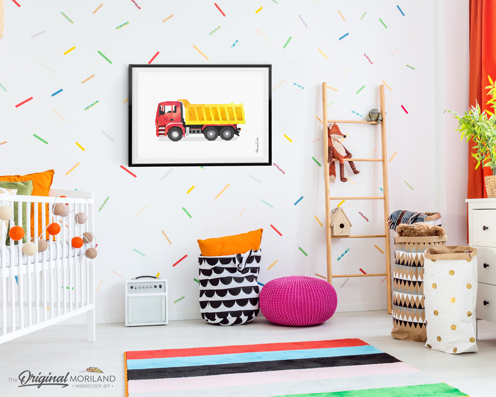 Dump Truck construction Wall art Decor for boy room and nursery decor