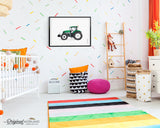 tractor watercolor wall art print for boy room and nursery decor