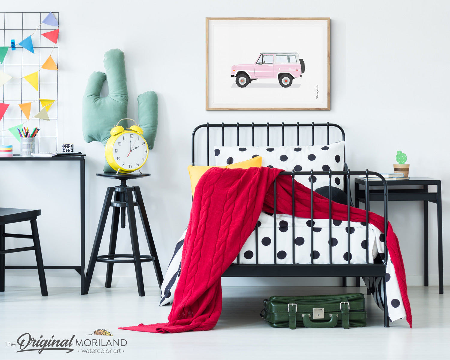 Pink Bronco Wall Art Print for Girl bedroom Decor