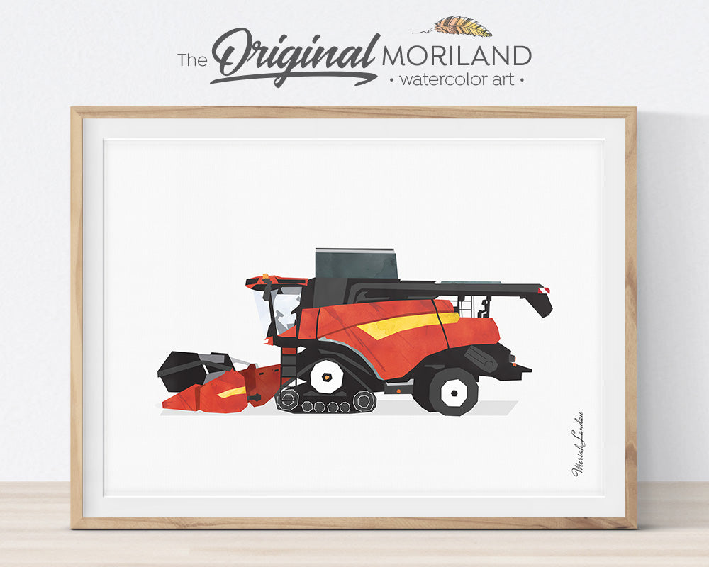 Tractor Nursery, Boy Bedroom Art, Combine Harvester Decor, Air Tractor Wall Art, Loader, Tractor Watercolor, Horse Trailer, Forklift Printable, MORILAND