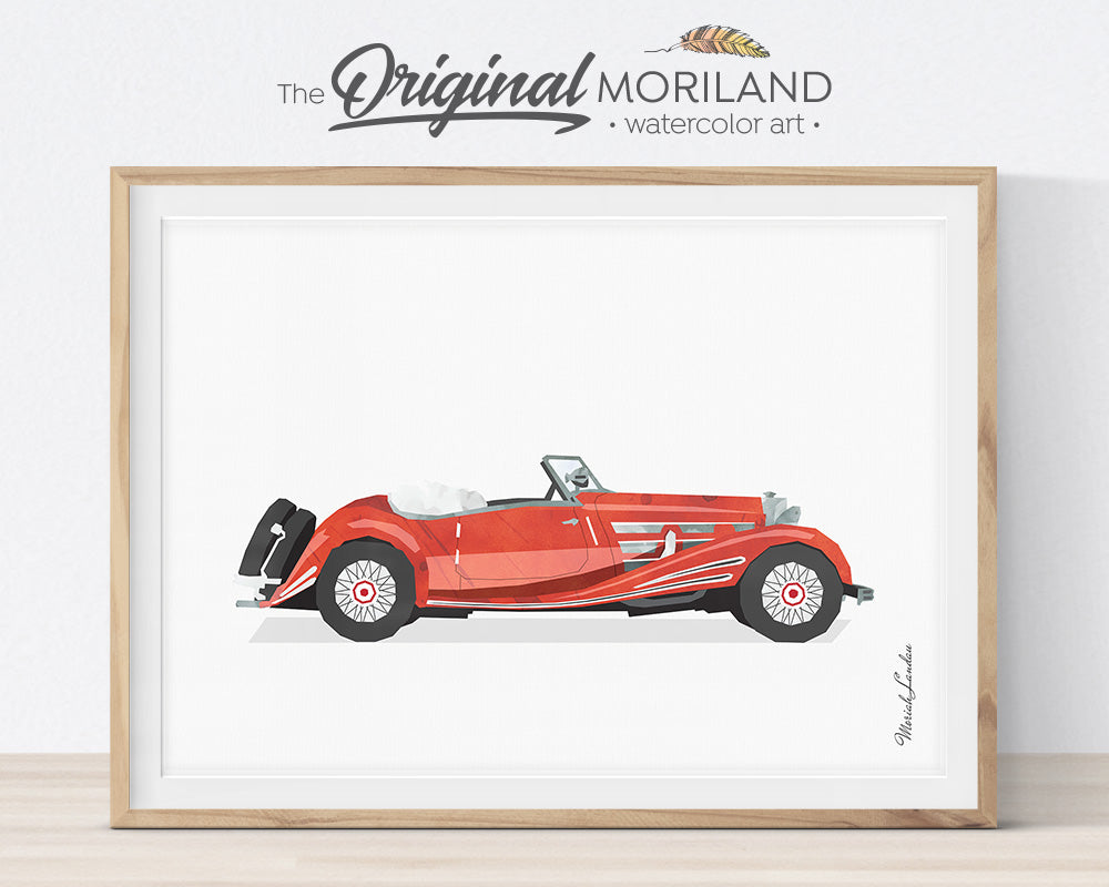 Transportation Wall Art, Mercedes, Print, Toddler, Nursery Printable